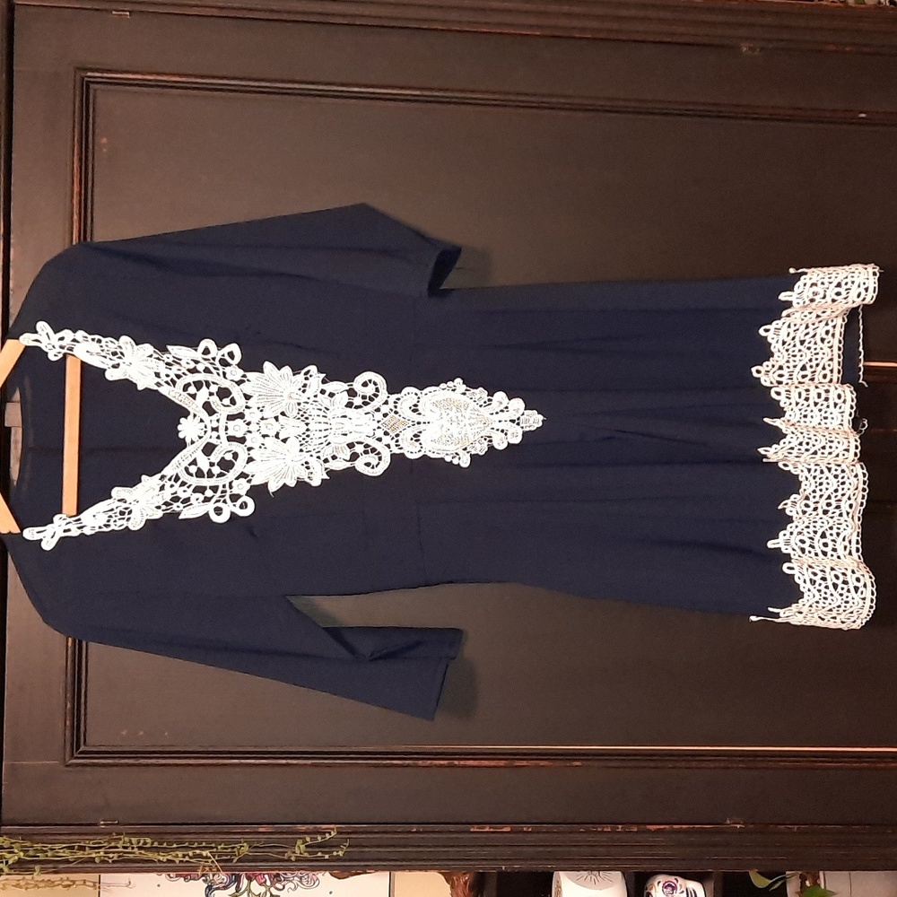 Blue white lace dress